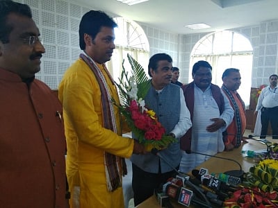 Agartala: Tripura BJP chief Biplab Kumar Deb after being elected the leader of the BJP Tripura Legislature Party in Agartala on March 6, 2018. (Photo: IANS)