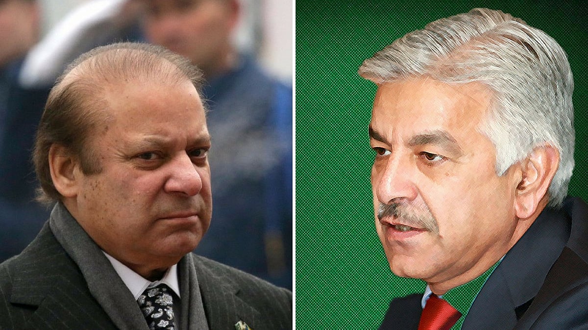 File photos of Nawaz Sharif and Khawaja Asif.