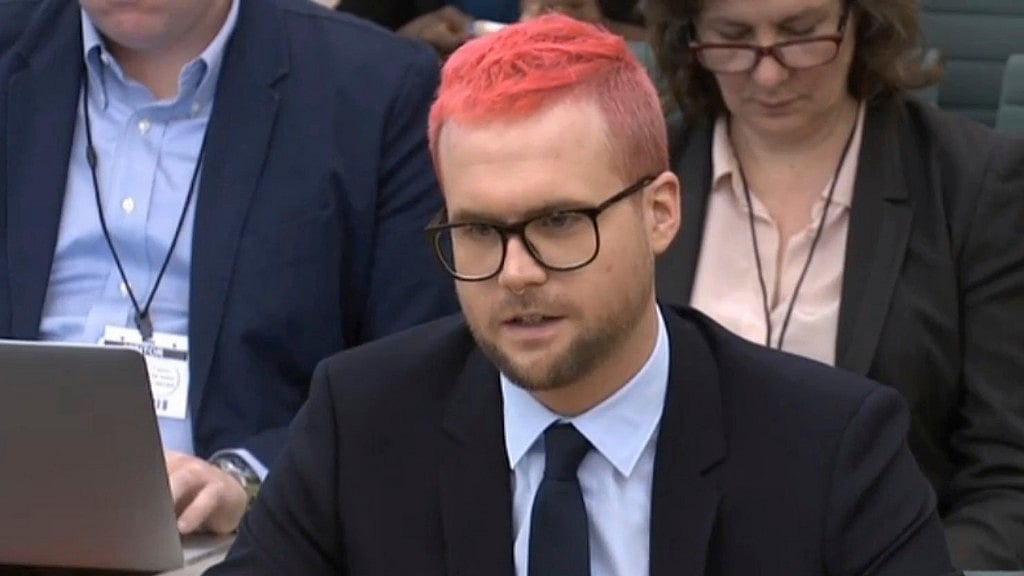 Christopher Wylie during the hearing in House of Commons.