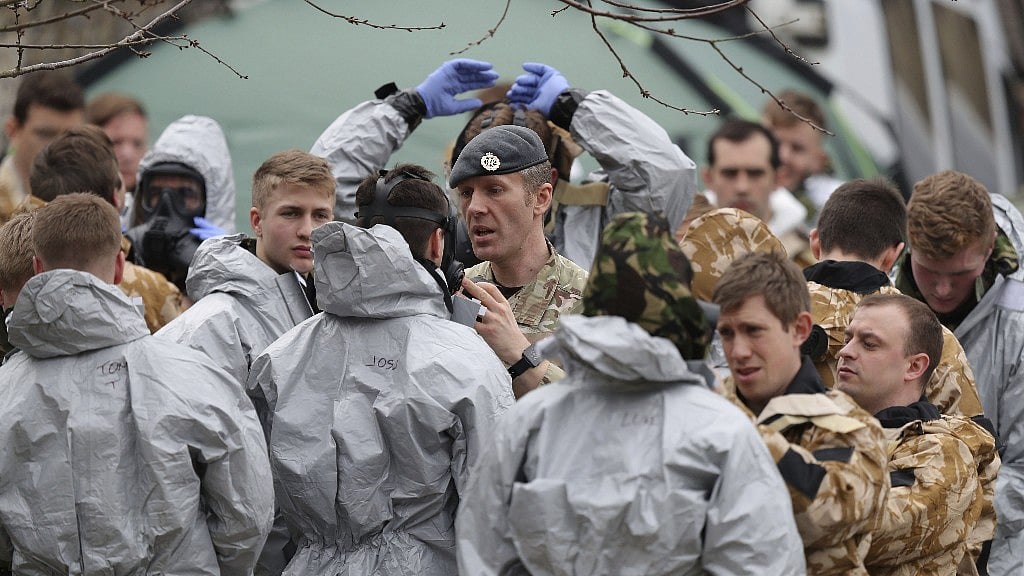 Police and members of the armed forces probe the suspected nerve agent attack on Russian double agent spy Sergei Skripal in Salisbury, England.