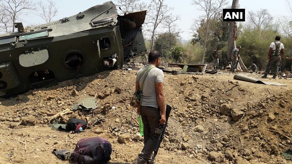 The site of the attack that claimed at least nine jawans’ lives.