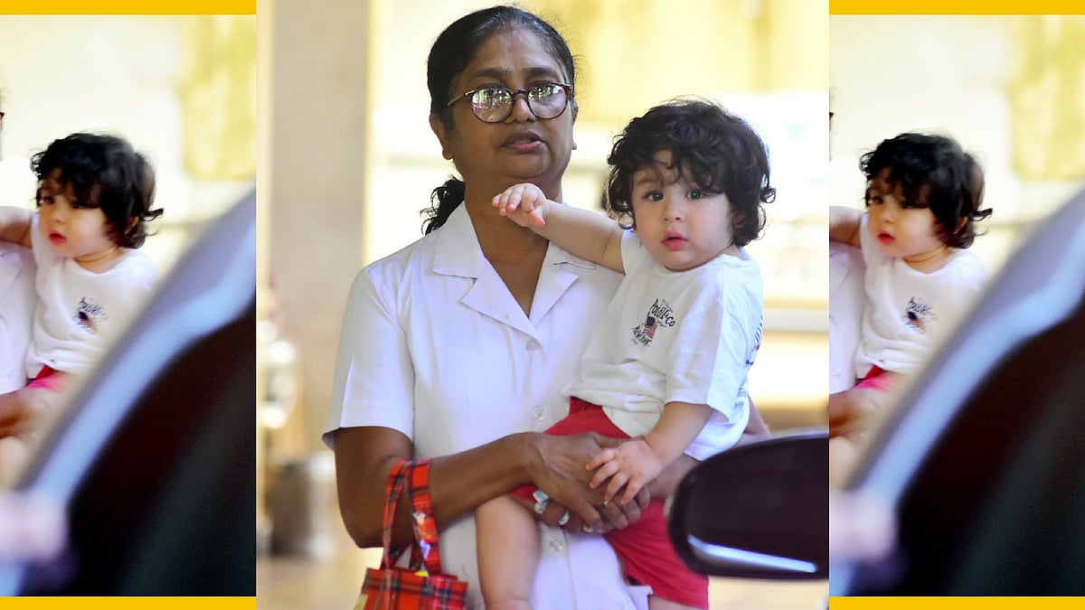Taimur Ali Khan Pataudi with his nanny.