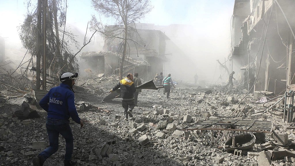 A battered street Eastern Ghouta, Syria.