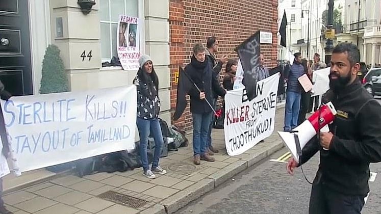Members of the Tamil community in the United Kingdom protested against the Sterlite Copper plant in TN’s Thoothukudi district.