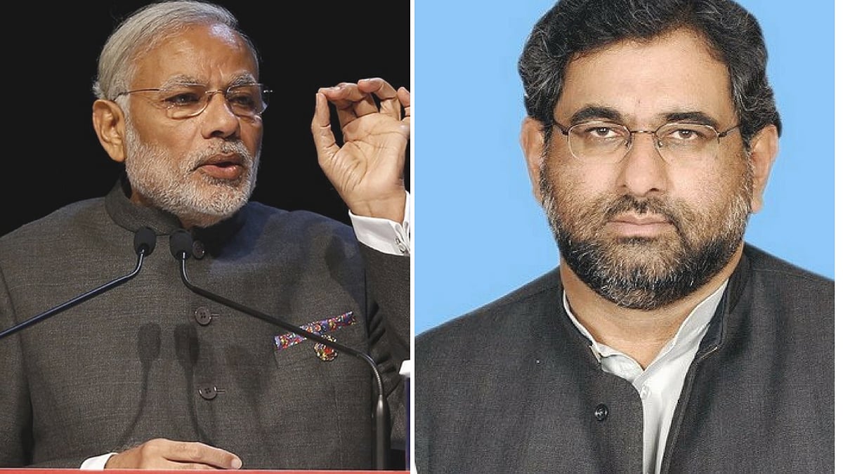 PM Modi(left) and Pakistani PM Shahid Khaqan Abbasi(right)