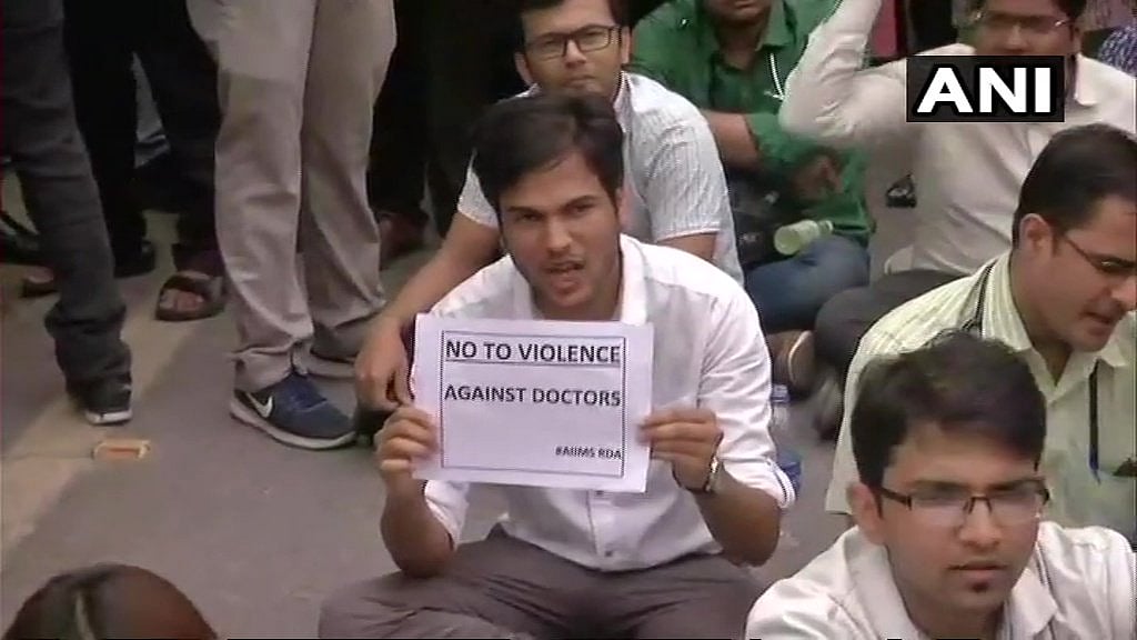 Members of Resident Doctors’ Association sit on strike. 
