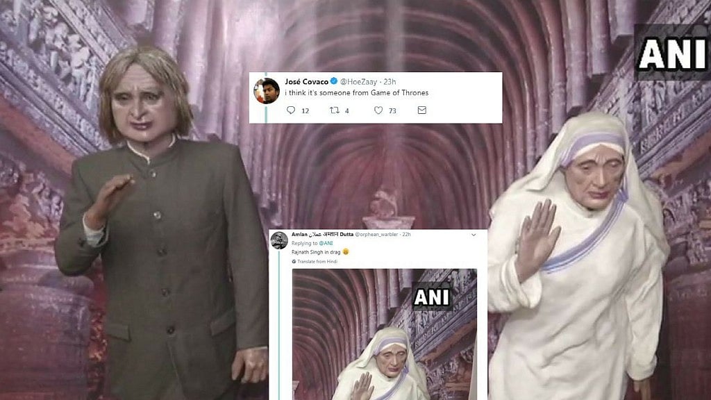 Wax statues of Dr APJ Abdul Kalam and Mother Teresa.
