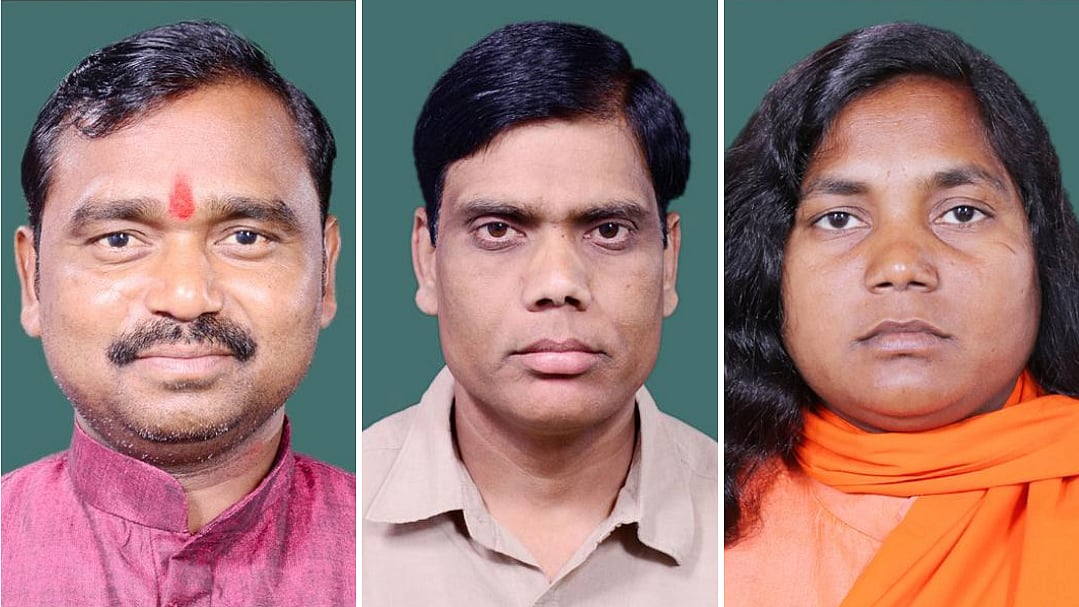 Dalit MPs Chhotelal (left), Ashok Dohre (center), and Savitribai Phule (right)