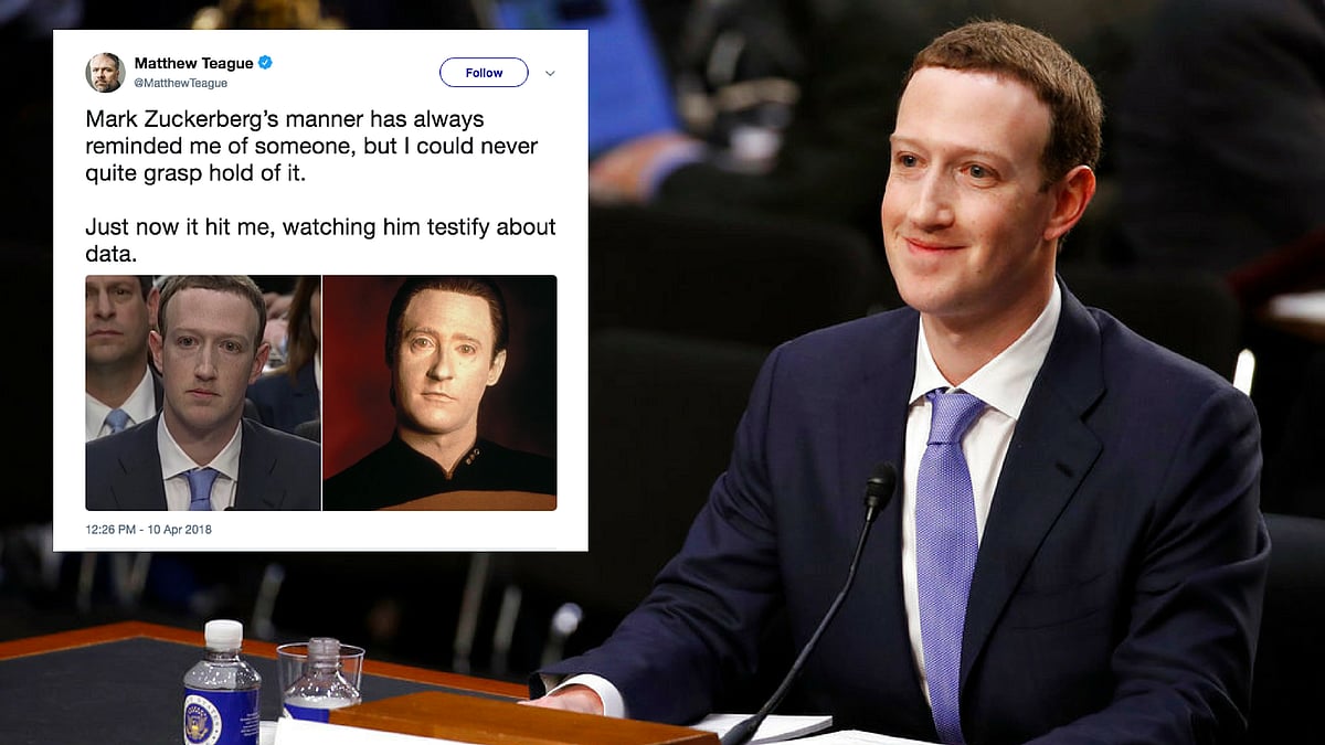 Facebook CEO Mark Zuckerberg smiles as he testifies before a joint hearing of the Commerce and Judiciary Committees on Capitol Hill in Washington, Tuesday, April 10