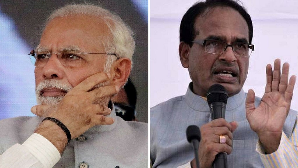 PM Modi (L) and Madhya Pradesh CM Shivraj Singh Chouhan (R).
