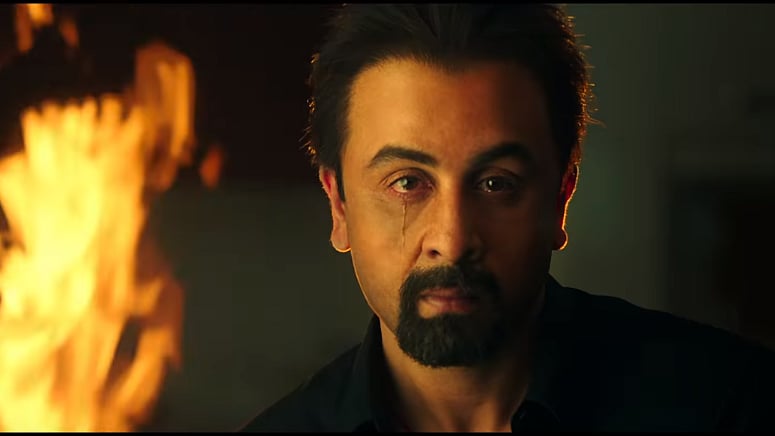 Ranbir Kapoor as Sanjay Dutt in <i>Sanju</i>.