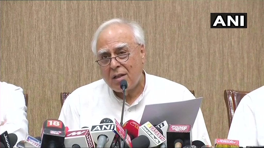 Kapil Sibal at the press conference.