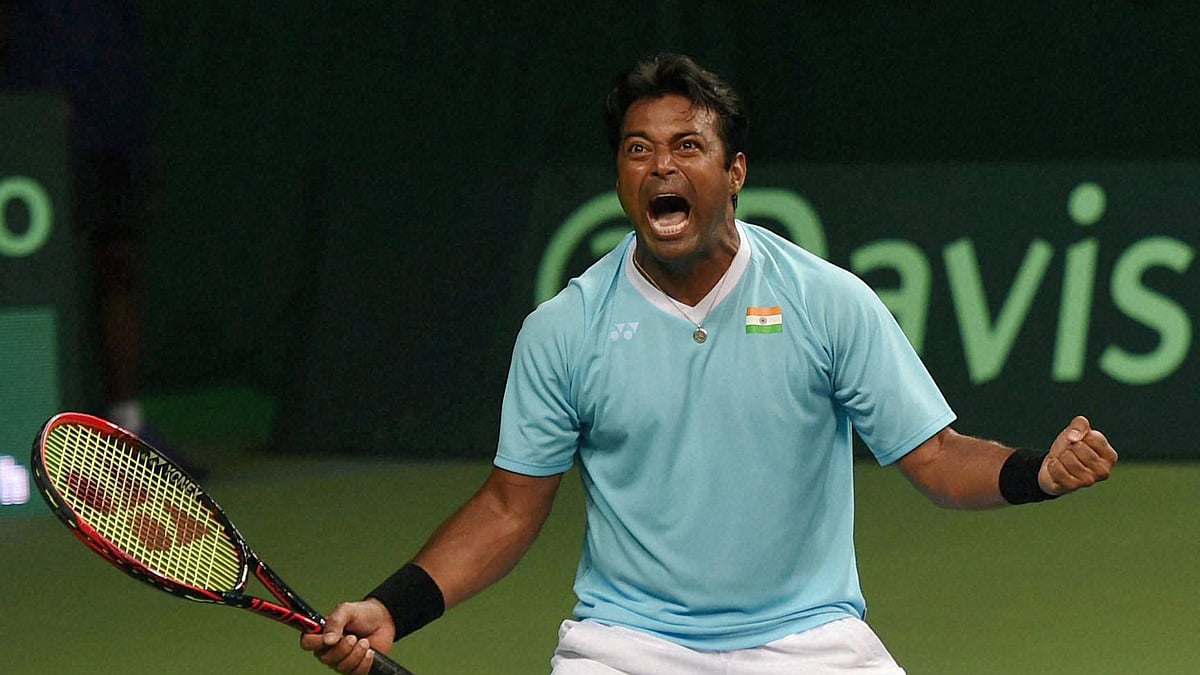 File picture of Leander Paes during an earlier Davis Cup match. 