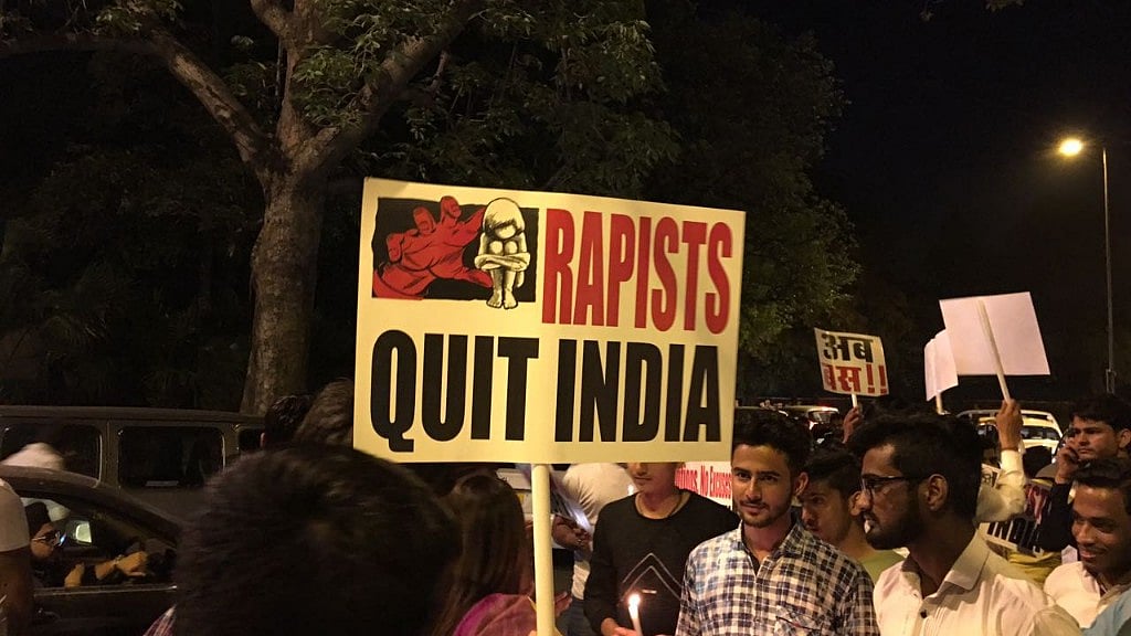 Thousands joined Congress President Rahul Gandhi on his midnight vigil to India Gate with slogans and banners.