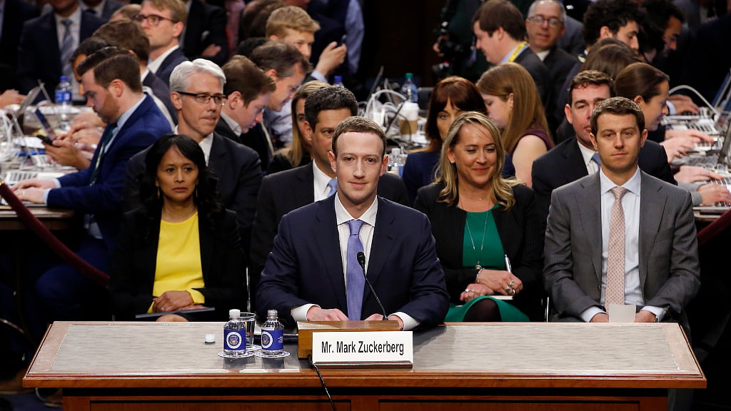Facebook CEO Mark Zuckerberg and his team appear for the Senate testimony on Tuesday. 