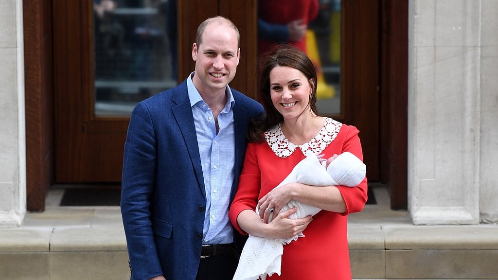 The Duke and Duchess of Cambridge with their youngest son Prince Louis.