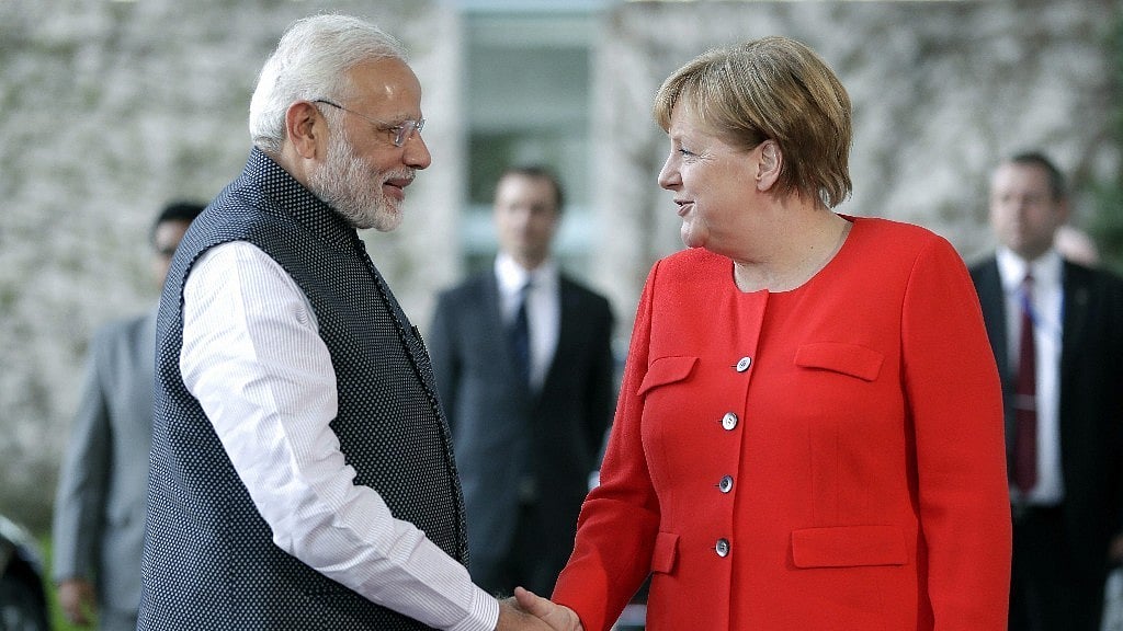 Prime Minister Narendra Modi with German Chancellor Angela Merkel in Berlin. 