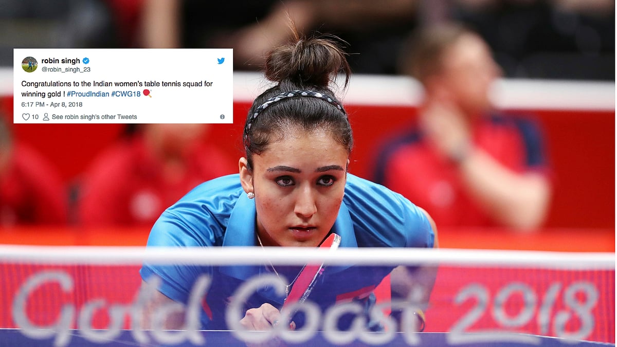 Manika Batra in action at the first day of the Gold Coast Commonwealth Games.