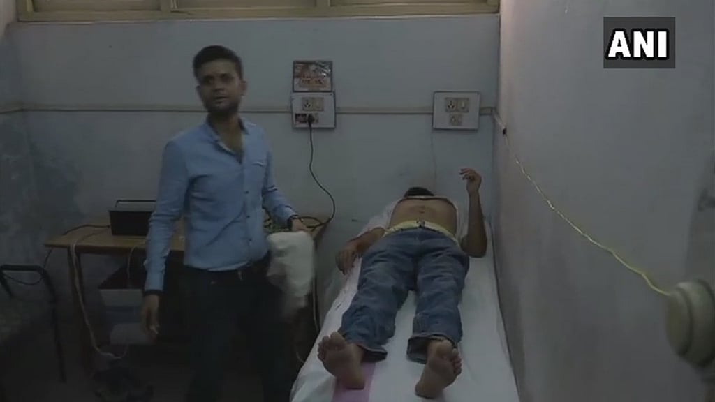 Dr Kafeel Khan, who is an accused in the BRD Hospital, Gorakhpur infants death case brought to district hospital for treatment.