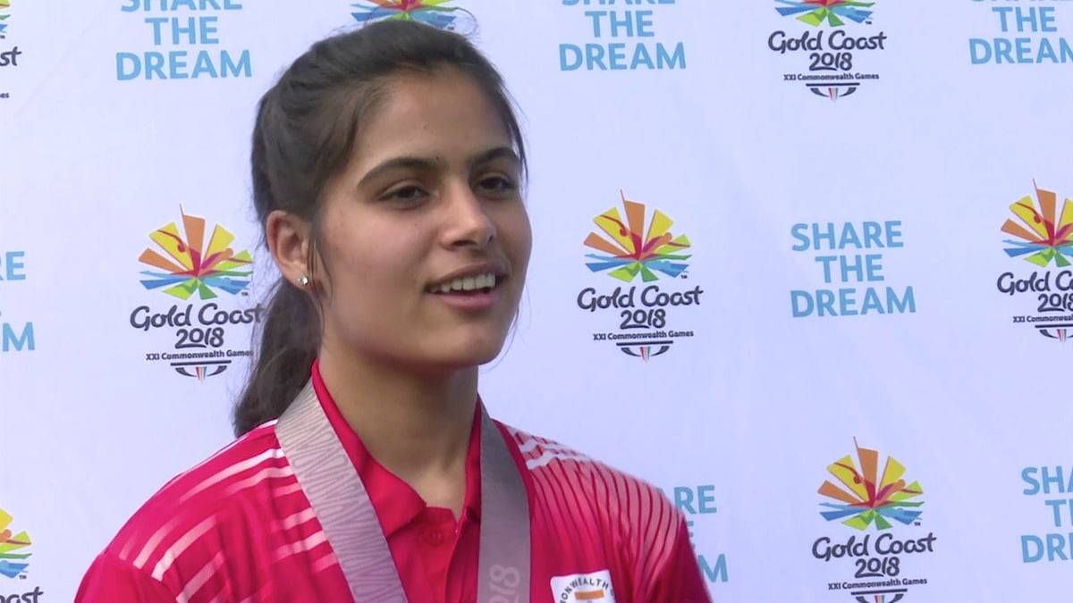 Manu Bhaker speaks after the women’s 10m Air Pistol final in Gold Coast.