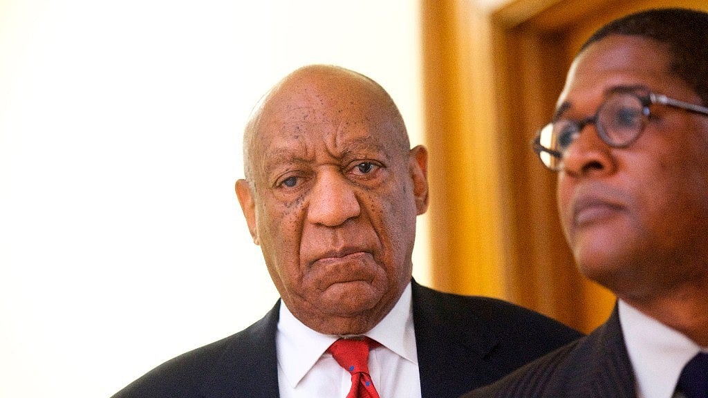 Actor and comedian Bill Cosby reacts while being notified a verdict was in in his sexual assault retrial, Thursday, April, 26