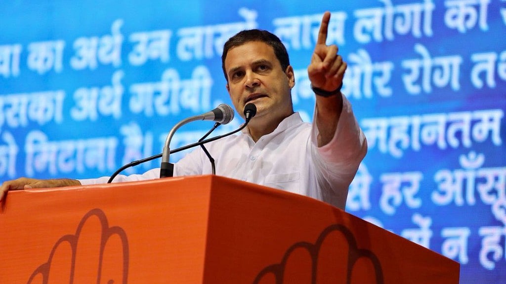 Congress president Rahul Gandhi at the ‘Save the Constitution’ rally in New Delhi.
