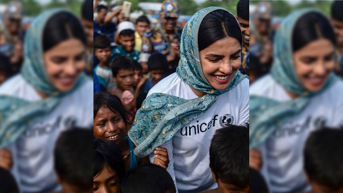 Priyanka Chopra in Bangladesh with Rohingya children.