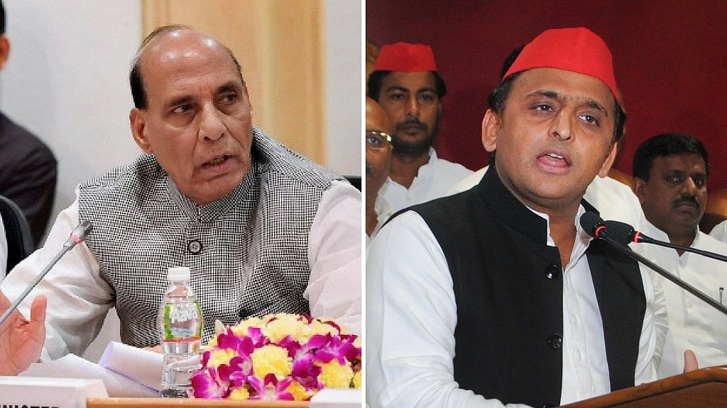 Union Home Minister Rajnath Singh and SP chief Akilesh Yadav.