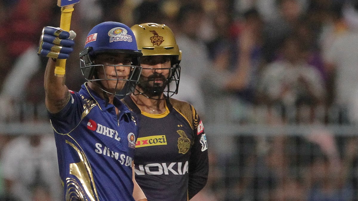 IPL 2018: Ishan Kishan celebrates his half century against Mumbai Indians.