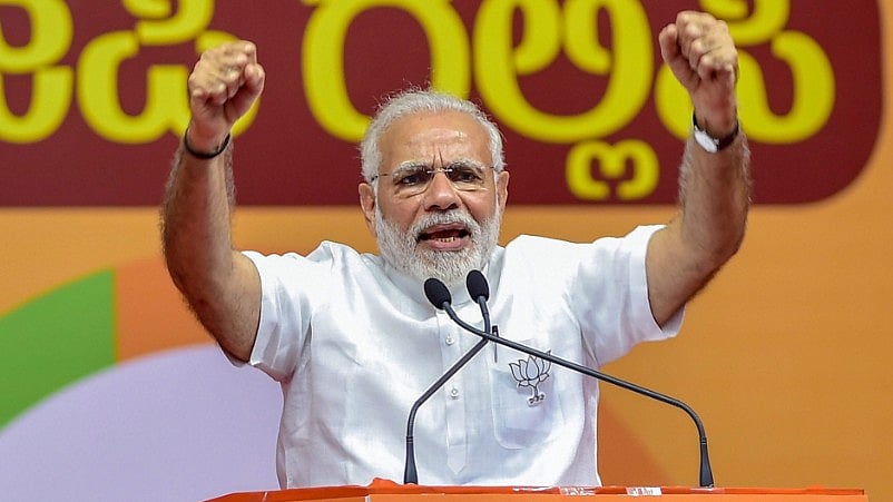 Prime Minister Narendra Modi addresses a public rally for the Karnataka assembly elections, in Bengaluru on Thursday, 3 May. 