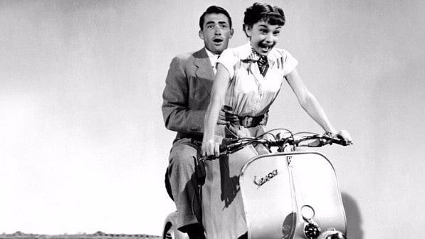 Audrey Hepburn with Gregory Peck in ‘Roman Holiday’.
