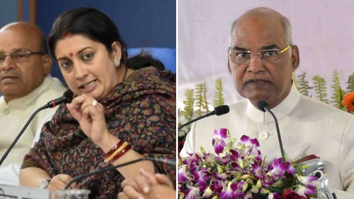 Smriti Irani and President Ram Nath Kovind.&nbsp;