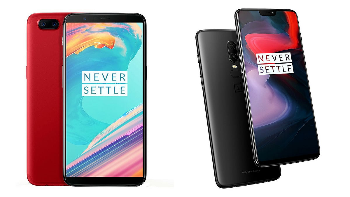 OnePlus 5T (left) vs OnePlus 6 (right).
