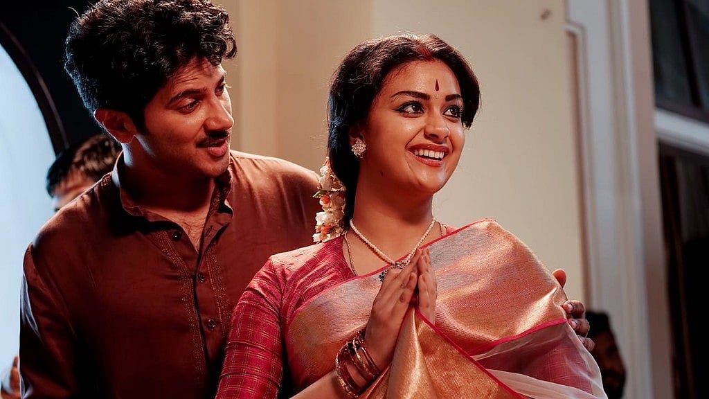 Dulquer Salman and Keerthi Suresh on the sets of <i>Mahanati</i>.