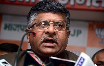 Union Minister and BJP leader Ravi Shankar Prasad. (ÃƒÂ¢Ã‚Â€Ã‚Â‹File ÃƒÂ¢Ã‚Â€Ã‚Â‹Photo: IANS)