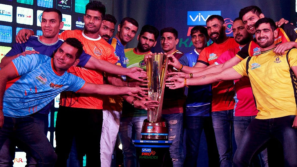 File photo of team captains ahead of Pro Kabaddi League season 5 in 2017.&nbsp;