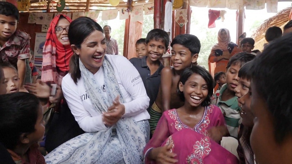 Priyanka Chopra at a Rohingya refugee camp in Bangladesh’s Cox Bazaar