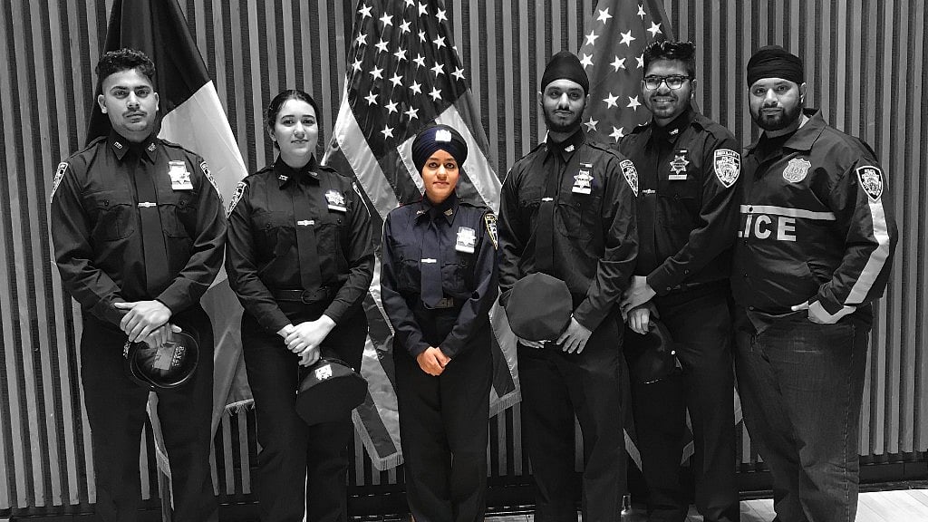 Gursoach Kaur (centre) will join the New York Police Department as an Auxiliary Police Officer.