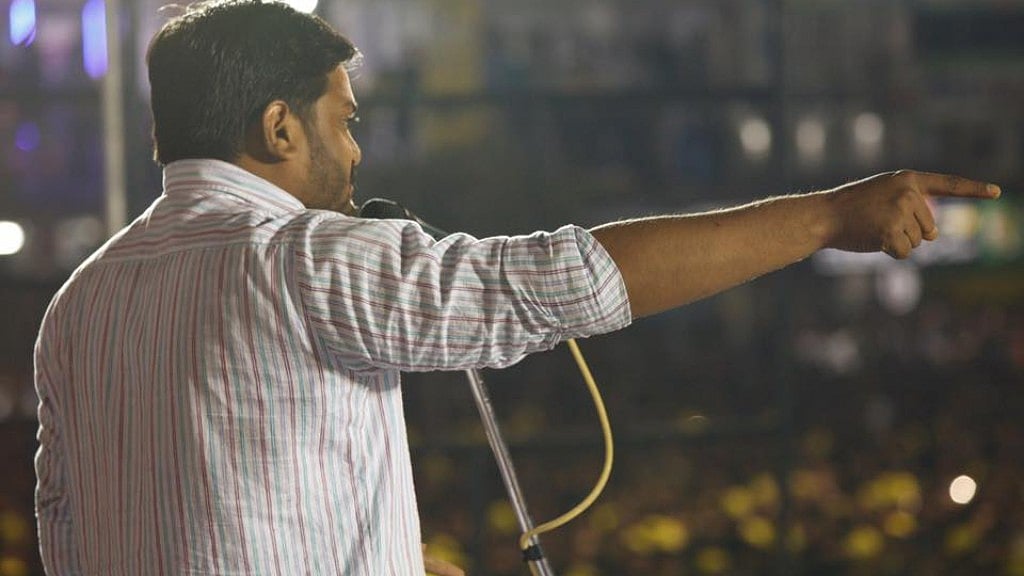 Patidar leader Hardik Patel at a rally in Surat.