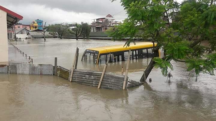 Several colonies in Imphal city have been submerged due to the rains. 