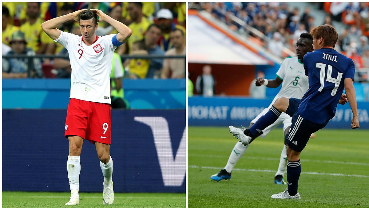 Robert Lewandowski (left) has had a disappointing World Cup, with no goals, whereas Japanese winger Takashi Inui has impressed.