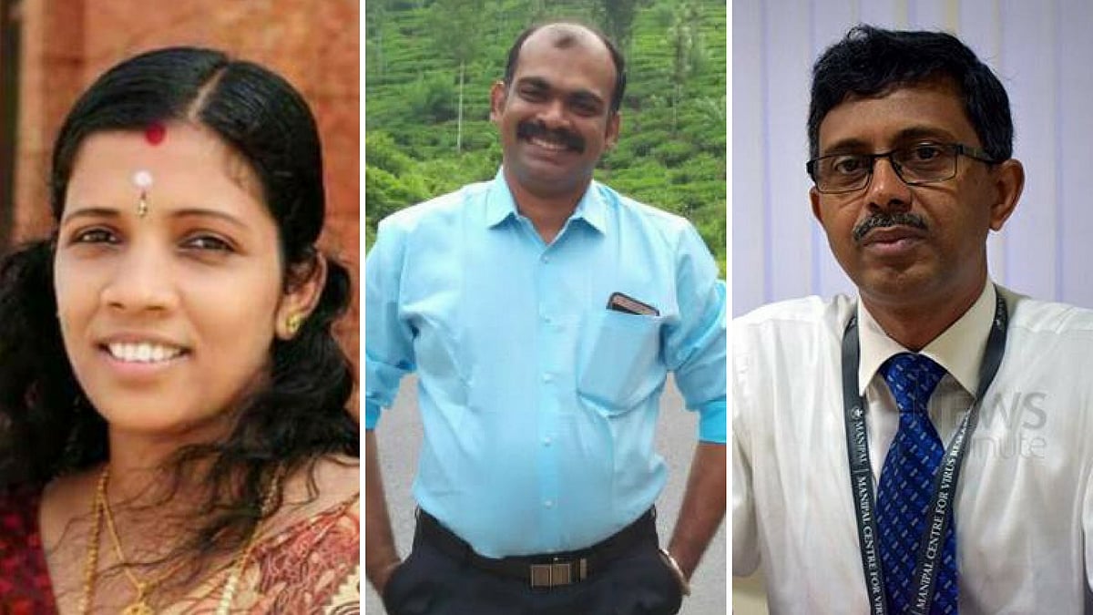 Nurse Lini Puthussery (left), Dr Gopakumar (center), and Dr Arun Kumar (right)