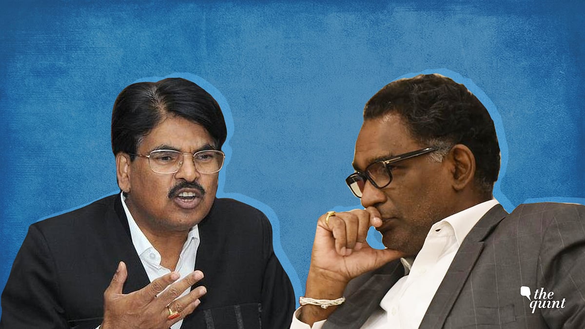 Bar Council of India Chairman Manan Kumar Mishra (L) and Justice Jasti Chelameswar (R)