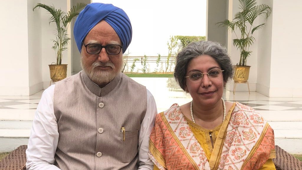 Anupam Kher as Dr Manmohan Singh and Divya Seth Shah as Gursharan Kaur in <i>The Accidental Prime Minister</i>.