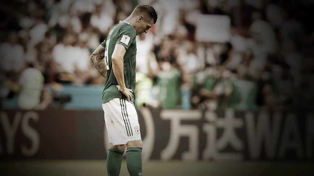 Germany’s Toni Kross after the 2-0 loss to South Korea in their final Group F match in Kazan on 27 June. 