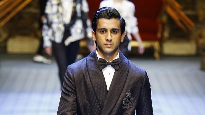 Maharaja Padmanabh Singh walks for Dolce & Gabbana in Milan. 