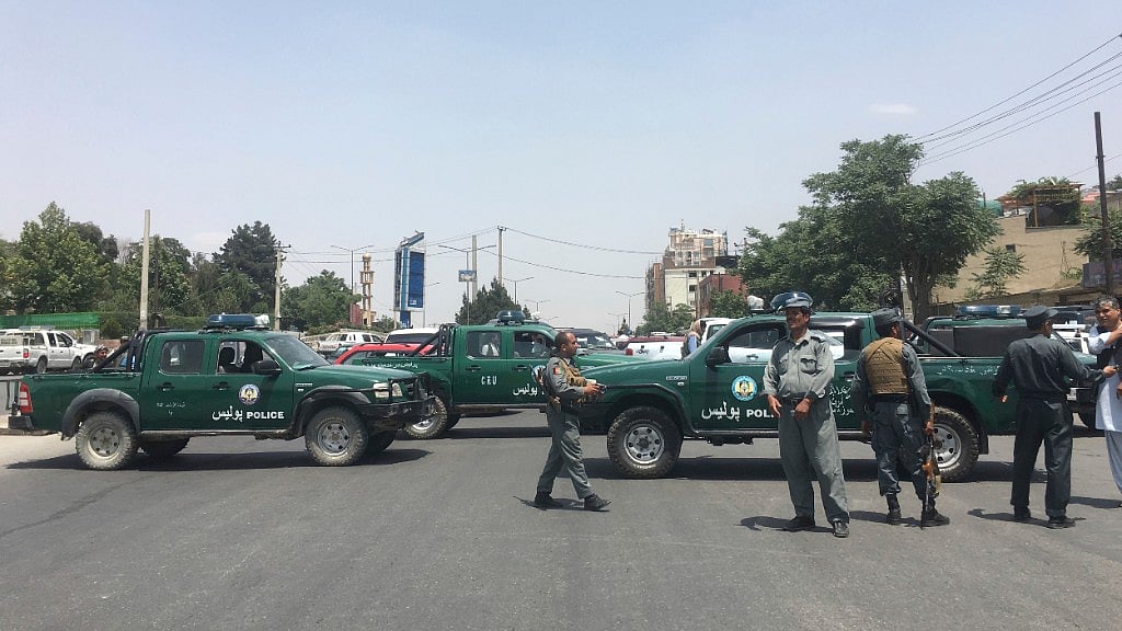 Security personnel block the road after a suicide attack in Kabul, Afghanistan, 4 June, 2018. (Image used for representational purpose only) 