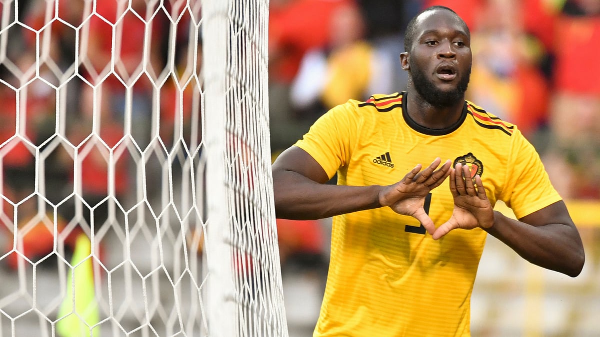 Belgium’s Romelu Lukaku jubilates after scoring his side’s second goal during a friendly soccer match between Belgium and Costa Rica.