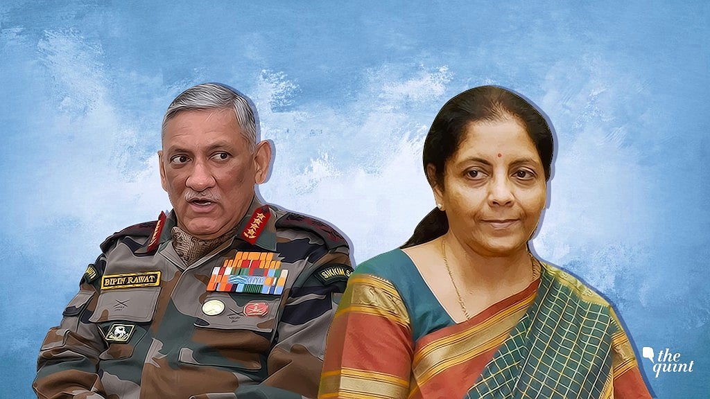 Army chief Bipin Rawat and Defence Minister Nirmala Sitharaman. 