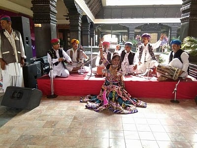Manganiyaars performing at a wedding function.